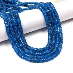 Cuentas de forma de disco Heishi lisas de apatita de neón, hebra de piedras preciosas azules naturales para collar, pulsera, fabricación de joyas, estilo de diseñador - Product Image 6