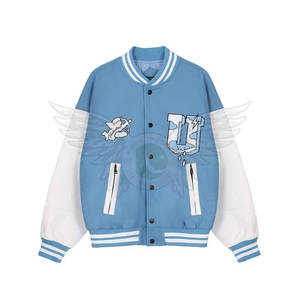 Chaqueta ligera de invierno con estampado de letras en blanco liso, chaqueta hecha a medida con nuevo estilo, Parche de chenilla, chaqueta con letras - Product Image 1