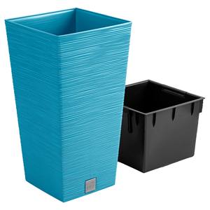 Pot de fleurs bleu scandinave avec réservoir, collection FURU, 26,5 x 26,5 x 50 cm, capacité 11 L. - Product Image 3