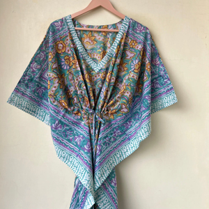 ชุดเดรสคาฟตันยาวลายดอกไม้หลากสีชุดบิกินี่คลุมชุดนอนนุ่มใส่ได้ทุกวันชุดของขวัญสำหรับแม่/แม่ - Product Image 1