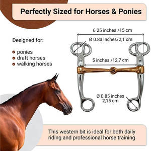 Broca de puerto bajo con mejillas marrones antiguas Boquilla de acero inoxidable de 5 pulgadas Broca de entrenamiento de equitación duradera para control - Product Image 2