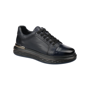 M1063 Baskets décontractées en cuir pour hommes avec logo V triangulaire, lacets plats, semelle en caoutchouc, talon bas, à lacets, vente en gros, export - Product Image 3