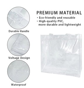 Bolsa de PVC Transparente con Asas Reforzadas |   Bolsa de Compras Transparente de Color Neón |   Bolsa de Plástico Impermeable para Playa al por Mayor - Product Image 4