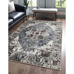 Netline Home Homestead Waves Navy Blue Heritage <b>Washable</b> <b>Rug</b> - Product Image 2