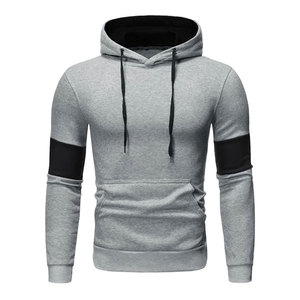 OEM Custom <b>Men</b> Hoodie Grey Heather Muscle Fit <b>Fleece</b> Pullover <b>Black</b> Contrast Hoody Factory Wholesale Low MOQ Bulk - Product Image 2