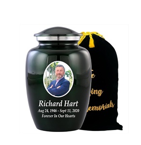 Personalized Photo Cremation Urns <b>for</b> Adult <b>Ashes</b> Male Female Custom Burial Urns <b>for</b> Human <b>Ashes</b> Handcrafted Custom Size Green - Product Image 4