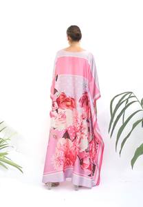 Pijama caftán de seda de talla grande para mujer, ropa de descanso con estampado informal, fiestas de cóctel de verano, caftán de maternidad, tinte de encaje, regalos para mamá - Product Image 5