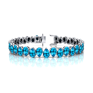 กำไลเทนนิสทอง 14k ประดับพลอยบลูโทแพซทรงลูกแพร์ ดีไซน์ยุโรปทันสมัย ขายส่ง - Product Image 4