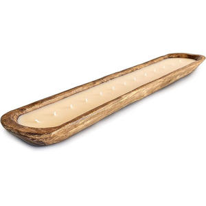 Meilleur prix de gros bol de bougie de soja naturel forme ovale en bois la plus longue pièce maîtresse de décoration de table pour la décoration intérieure 100 pièces quantité minimale de commande - Product Image 1