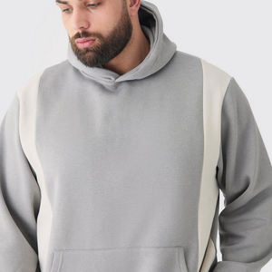 เสื้อฮู้ดโพลีเอสเตอร์สำหรับผู้ชายชุดออกกำลังกายมีซิปแบบสวมหัวมีกระเป๋าสีล้วน - Product Image 3