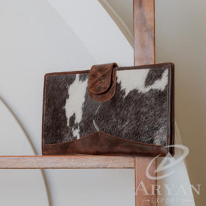 Portefeuille de grande taille en cuir de fourrure de vachette pour femmes sac à main en cuir véritable pochette porte-cartes motif occidental portefeuille en gros - Product Image 4