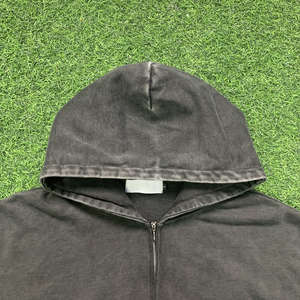 Sweat-shirt à capuche vintage délavé à l'acide imprimé sur mesure, 100% coton, tissu éponge français, longueur courte, surdimensionné, printemps - Product Image 2