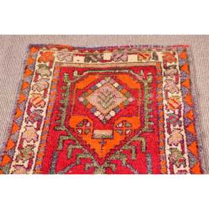 Vintage <b>Runner</b> Rug, 2.7x12.1 ft Turkish Rug, <b>Red</b> Herki Wool Rug - Product Image 5