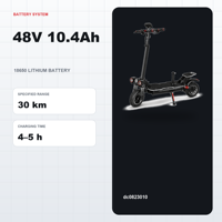 Trottinette électrique pliable 500W avec batterie 48V 10.4Ah, pneus tout-terrain de 10 pouces, freins à disque doubles