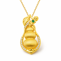 Collier pendentif gourde en or K avec zircone cubique et chaîne corde, bijoux ethniques pour mariages et fêtes, cadeau culturel, fournisseur en gros