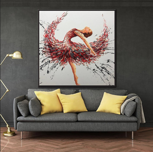 Pittura astratta grande strutturata moderna della <span class=keywords><strong>Ballerina</strong></span> incorniciata arte della parete della tela di Impasto della ragazza danzante pittura a olio per la decorazione del salotto - Product Image 2