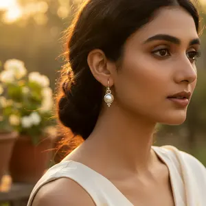 Elegantes Pendientes de Plata de Ley 925 con Perlas para Mujer, Accesorio de Joyería Premium - Product Image 2