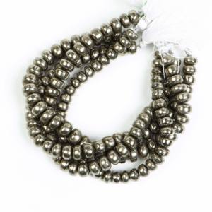 ลูกปัดไพไรต์สีทองเงา รูปทรงกลมเรียบ ขนาด 9-10 มม. คุณภาพ AAA ลูกปัดพลอยไพไรต์สีทองสำหรับทำเครื่องประดับ ความยาว 8 นิ้ว - Product Image 2