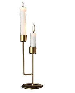 ชุดเชิงเทียน3ชิ้นทำจากโลหะสีทองคลาสสิกฐานวางเทียนแบบธรรมดาสำหรับตกแต่งโต๊ะอาหารใช้ในบ้าน - Product Image 2