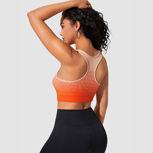 Soutien-gorge de sport pour femmes, yoga en plein air, orange dégradé, fines rayures, bretelles non ajustables, maintien élevé pour adultes - Product Image 4