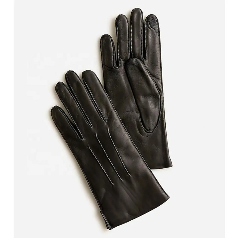 Sarung tangan kulit musim dingin wanita, sarung tangan mode warna hitam & berkendara berkendara Internasional