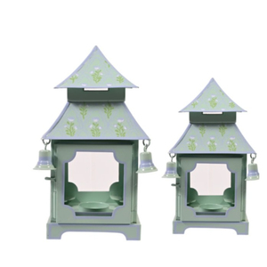 Wholesale Premium Blue And Gold Painted Metal Pagoda <b>Lanterns</b> Set Of 2 Vintage Style <b>Garden</b> & Home Decorative <b>Candle</b> Holders - Product Image 5