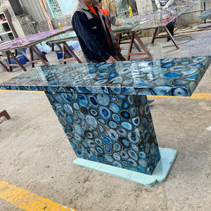 Encimera de Ágata Azul Única, Piedra Semipreciosa Natural, Losa de Cocina, Muebles Retroiluminados, Mesa de Salón de Lujo - Product Image 2