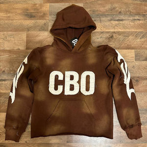 Patch de broderie personnalisé de haute qualité recadrée et lourde vintage unisexe 450 gsm sweats à capuche thermiques pour hommes - Product Image 6