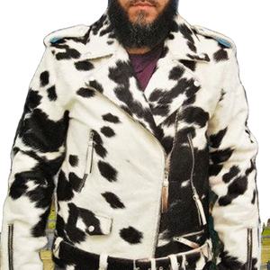 แจ็กเก็ตหนังวัวอินเทรนด์สำหรับผู้ชายแจ็กเก็ตหนังวัวย้อมสีล้วนพร้อมซิปปิดสำหรับฤดูหนาว - Product Image 1