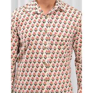 Chemise décontractée 100 % coton imprimée pour homme, motif floral à pois, manches longues, tissu popeline Oxford, chemises habillées ODM tendance - Product Image 2