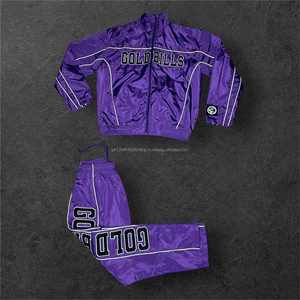 Cortavientos de alta calidad con cremallera pantalones acampanados Jogger y chaqueta de chándal conjunto de dos piezas chándal de nailon para hombre para Unisex - Product Image 3