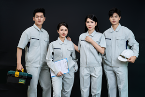 ชุดทำงานนิรภัยแขนยาวสีเทากรมท่าสำหรับผู้หญิง ยี่ห้อ FMF ผลิตในเวียดนาม ผ้า TC ทนทาน ระบายอากาศได้ดี สวมใส่สบาย มองเห็นได้ชัดเจน - Product Image 3