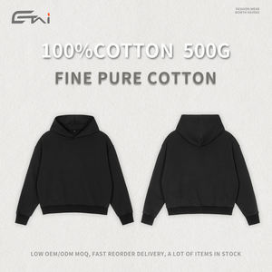 Logo personnalisé Blank Oversized Boxy Cropped Hoodies Sans Poche Hommes Poids Lourd 100% Coton French Terry 500 Gsm Hoodies - Product Image 2
