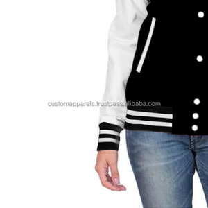 Custom Cotton Fleece Varsity <b>Jacket</b> for <b>Women</b> <b>Lightweight</b> Embroidered Bomber Style Outerwear - Product Image 6