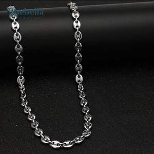 Joyería de Hip Hop Venta caliente 925 Plata 14K Oro blanco 6mm Cadena de granos de café para hombres Collares Premium - Product Image 2