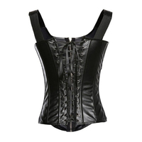 Nouvel arrivage de corset en cuir souple corset Steampunk corset burlesque désossé bustier lingerie haut noir taille formation OEM