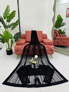 DESIGNER BANARASI SOIE ZARI TISSAGE TRAVAIL SAREE avec BLOUSE NON COUCHÉE NOIR PARTY WEAR DESIGN MODERNE ETHNIQUE - Product Image 6