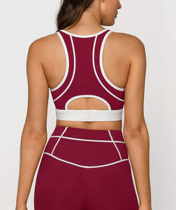 2024 femmes vêtements de sport décontractés 2 pièces ensemble côtelé sans couture Yoga dos haut soutien-gorge de sport Logo personnalisé couleur unie Sexy entraînement Fitness - Product Image 6