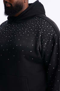 Nouveau sweat à capuche noir pour homme avec strass, 100 % coton, pull décontracté de haute qualité, logo personnalisé, fabrication artisanale, style vintage, automne - Product Image 3