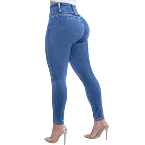 Womens High Waist Skinny Denim Pant Stretch Slim Fit Casual <b>Light</b> Blue Jeans Enzyme Washed Comfortable Everyday Fashion Wear - Product Image 6