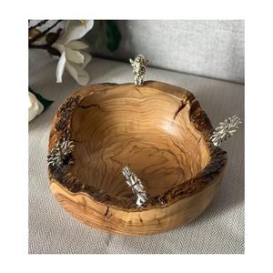 ชามไม้ธรรมชาติขัดเงาพร้อมสำเนียงโลหะสำหรับตกแต่งบ้านและร้านอาหารสุดสร้างสรรค์ทำด้วยมือราคาประหยัด - Product Image 6