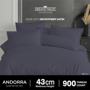 Dreamy Night Andorra Queen Juego de edredón sólido | 900TC Microfibra Satén Seda Relleno Suave Durable Elegante Ropa de cama Fundas de almohada - Product Image 5
