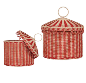 Ensemble de 2 paniers en rotin pour enfants Candy Stripe House Panier de rangement en osier pour enfants Organisateur décoratif - Product Image 3