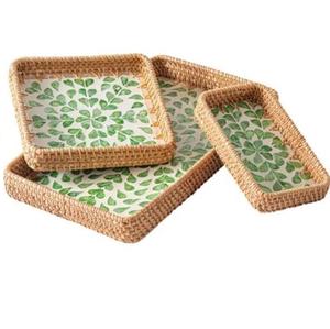 Fournisseur de plateaux de service en rotin de différentes formes pour la décoration de table de fête de mariage, vaisselle, service de nourriture, par l'Inde - Product Image 1