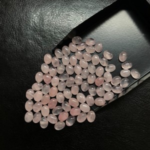 Vente en gros cabochon ovale en quartz rose naturel 6x8mm certifié IGI cristal de quartz rose semi-précieux de qualité AAA calibré en vrac - Product Image 5