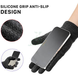 Gants d'hiver durables pour hommes et femmes, doublure en coton acrylique, compatibles avec les écrans tactiles, design tricoté chaud, uni, quatre saisons, extérieur, froid - Product Image 4