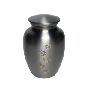 Classic Design <b>Urn</b> Heart Engraved Design Gold & Grey Color Brass Cremation <b>Pet</b> <b>Urn</b> Engraved <b>Pet</b> Funeral Ashes Jar - Product Image 4