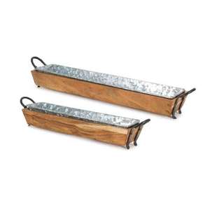 Plateau de service en bois et en métal avec poignée en forme de rectangle pour la maison et l'hôtel - Product Image 2