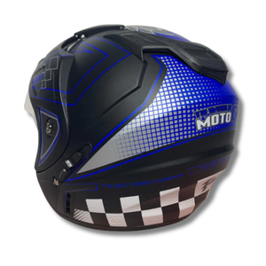 Casco de Motocicleta Abierto BXP JP7 GP Azul Negro Mate ABS de Alta Calidad con Forro de Espuma |   Visera Doble con Certificación DOT para Adultos - Product Image 1