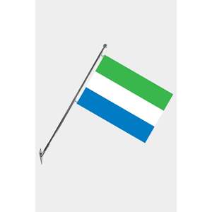 Ensemble de mât de drapeau télescopique mural Sierra Leone avec drapeaux et bannières en polyester à impression numérique - Product Image 1